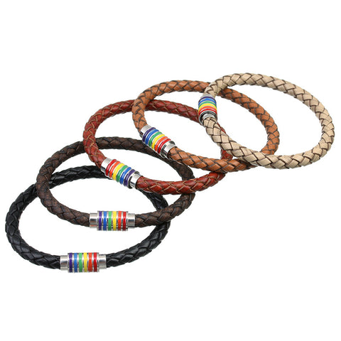 LGBT Pride Leather Bracelet