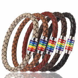 LGBT Pride Leather Bracelet