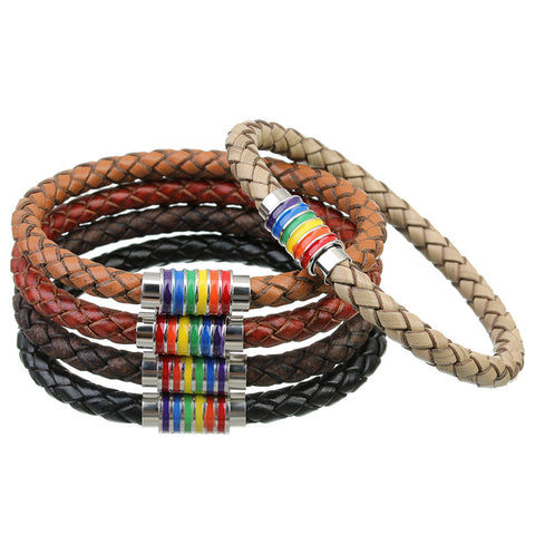 LGBT Pride Leather Bracelet