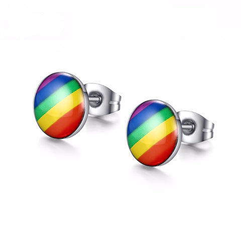 Stainless Steel Rainbow Stud Earring