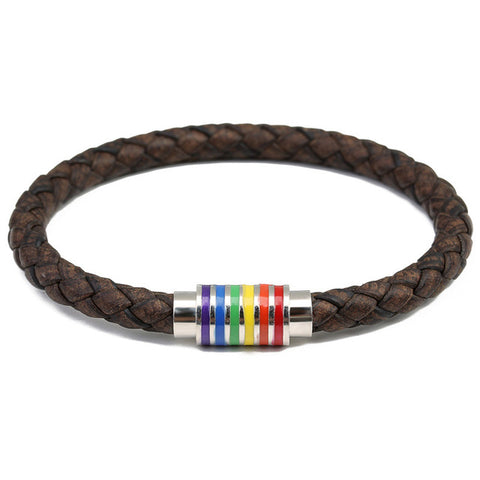 LGBT Pride Leather Bracelet