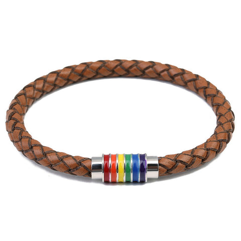LGBT Pride Leather Bracelet